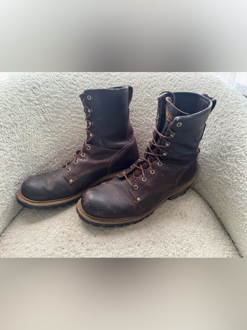 Carolina 821 Logger Work Boots Men’s 15D Brown Soft Toe EH Leather
